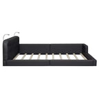 Luxystar Lit plateforme tapissé en similicuir grandeur queen avec 2 lampes de lecture