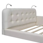 Luxystar Lit plateforme tapissé en similicuir grandeur queen avec 2 lampes de lecture