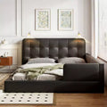 Luxystar Queen Size PU Leather Upholstered Platform Bed with 2 Reading Lights