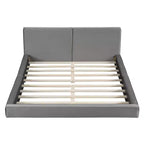 Lit plateforme moderne Luxystar Queen Size en velours rembourré avec cadre solide
