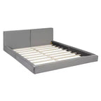 Lit plateforme moderne Luxystar Queen Size en velours rembourré avec cadre solide