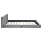 Lit plateforme moderne Luxystar Queen Size en velours rembourré avec cadre solide