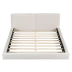 Lit plateforme moderne Luxystar Queen Size en velours rembourré avec cadre solide