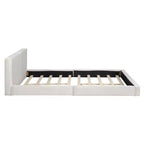 Lit plateforme moderne Luxystar Queen Size en velours rembourré avec cadre solide