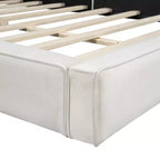 Lit plateforme moderne Luxystar Queen Size en velours rembourré avec cadre solide