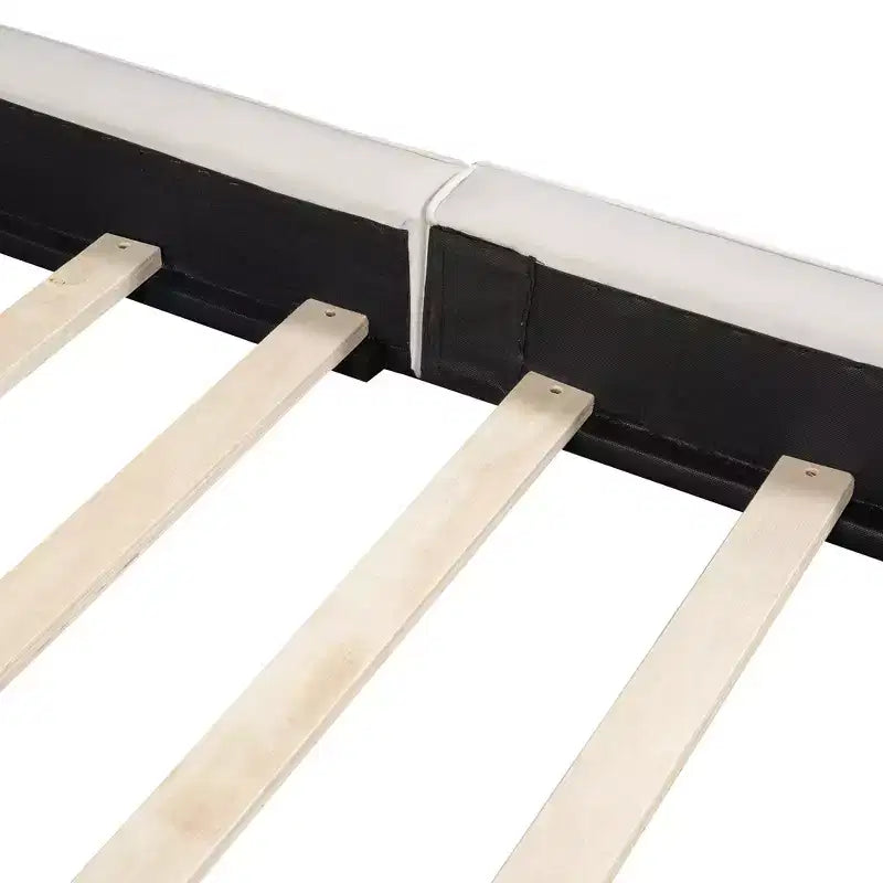 Lit plateforme moderne Luxystar Queen Size en velours rembourré avec cadre solide
