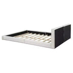 Lit plateforme moderne Luxystar Queen Size en velours rembourré avec cadre solide
