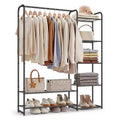 Wardrobe Closet, 44.1 Inch Portable Clothes Rack with 7 Shelves & Hanging Bar, Heavy-Duty Steel Frame for Bedroom Closet, Black