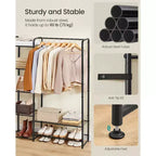 Armoire-penderie, Portant à vêtements portable de 112 cm avec 7 étagères et une barre de suspension, Cadre en acier robuste pour chambre à coucher, Noir