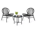 3 Piece Patio Bistro Set with 2 Chairs and Small Table, Acapulco Modern Rattan Furniture Set for Patio, Garden, Balcony, Black