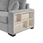 Christopher Knight Home Yira Canapé d'angle moderne 3 places en chenille de 283 cm avec console, accoudoir de rangement et oreillers