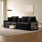 Christopher Knight Home Yira Canapé d'angle moderne 3 places en chenille de 283 cm avec console, accoudoir de rangement et oreillers