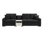 Christopher Knight Home Yira Canapé d'angle moderne 3 places en chenille de 283 cm avec console, accoudoir de rangement et oreillers