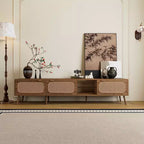 Console TV MAYEERTY avec grand espace de rangement pour salon, chambre à coucher, centre de divertissement avec étagère ouverte