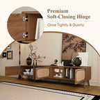 Console TV MAYEERTY avec grand espace de rangement pour salon, chambre à coucher, centre de divertissement avec étagère ouverte
