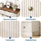 Commode 6 tiroirs cannelée 47 po avec poignées en métal, grande commode moderne en bois pour chambre à coucher, chambre d'amis et appartement