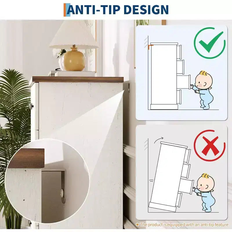 Commode 6 tiroirs cannelée 47 po avec poignées en métal, grande commode moderne en bois pour chambre à coucher, chambre d'amis et appartement