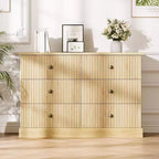 47 Fluted 6-Drawer Dresser with Metal Handles, Modern Wide Wood Chest for Bedroom, Guest Room & Apartment