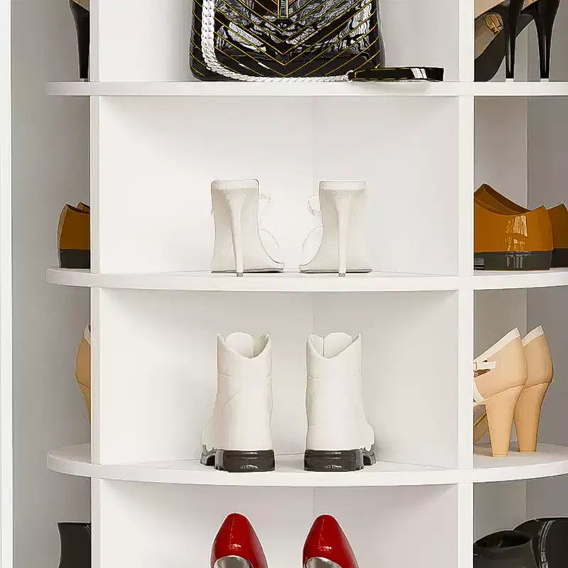 JVNOXK7 - Tour à chaussures rotative à 7 niveaux, présentoir de rangement rotatif à 360° sur pied, tour à chaussures avec base surélevée et plateau de rangement rotatif - Blanc