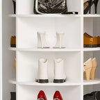 JVNOXK7 - Tour à chaussures rotative à 7 niveaux, présentoir de rangement rotatif à 360° sur pied, tour à chaussures avec base surélevée et plateau de rangement rotatif - Blanc