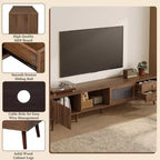 Meuble TV moderne et minimaliste de 76 pouces avec portes vitrées pour téléviseurs jusqu'à 85 pouces, avec armoires de rangement pour salon et chambre