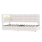 Cadre de lit moderne double Okak, canapé-lit avec USB et rangement dissimulé, lit de repos capitonné rembourré pour chambre, chambre d'enfant, bureau