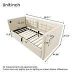 Cadre de lit moderne double Okak, canapé-lit avec USB et rangement dissimulé, lit de repos capitonné rembourré pour chambre, chambre d'enfant, bureau