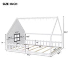 Lit cabane TUYOHW avec lumières LED, lit Montessori en pin massif avec support à lattes et garde-corps de sécurité, lit enfant bas taille double