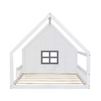 Lit cabane TUYOHW avec lumières LED, lit Montessori en pin massif avec support à lattes et garde-corps de sécurité, lit enfant bas taille double