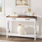 Console 2 étages en MDF avec pieds en bois
