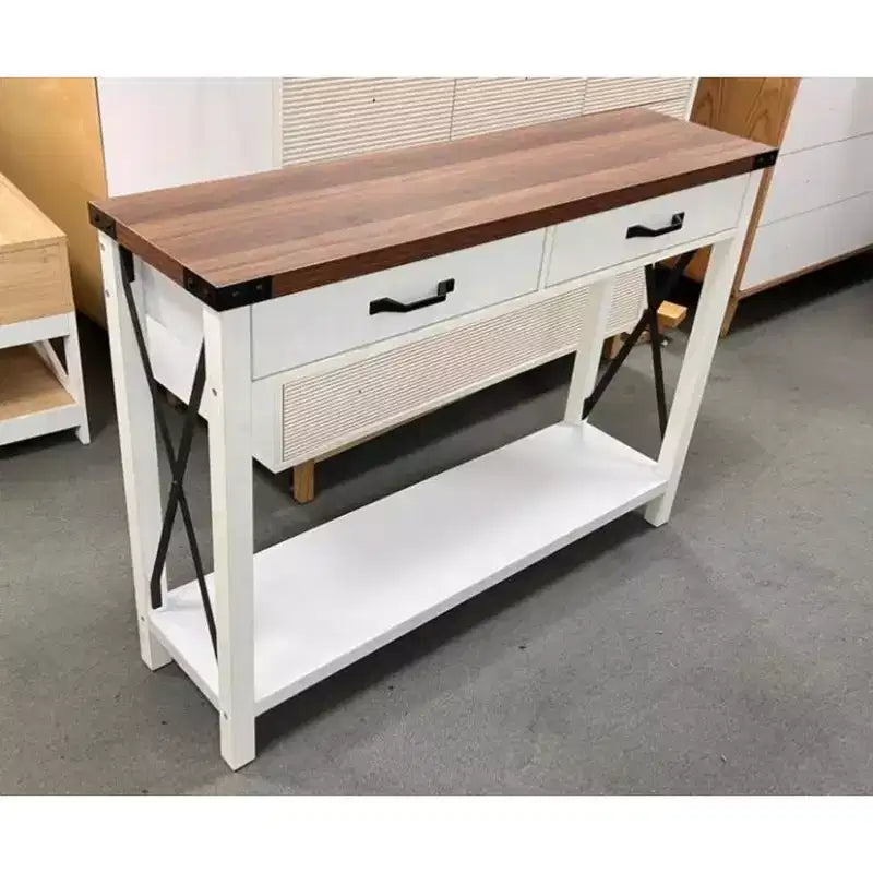 Console 2 étages en MDF avec pieds en bois
