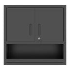 Armoire murale VIYET 30H en acier – Portes verrouillables + tiroir ouvert + étagère réglable, acier laminé à froid, garage/bureau/entrepôt/maison/école