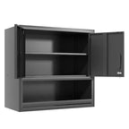 Armoire murale VIYET 30H en acier – Portes verrouillables + tiroir ouvert + étagère réglable, acier laminé à froid, garage/bureau/entrepôt/maison/école