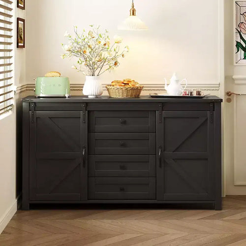 Buffet de ferme 55" avec portes coulissantes, Meuble de rangement pour Salle à manger, Cuisine ou Salon-Panipeachy