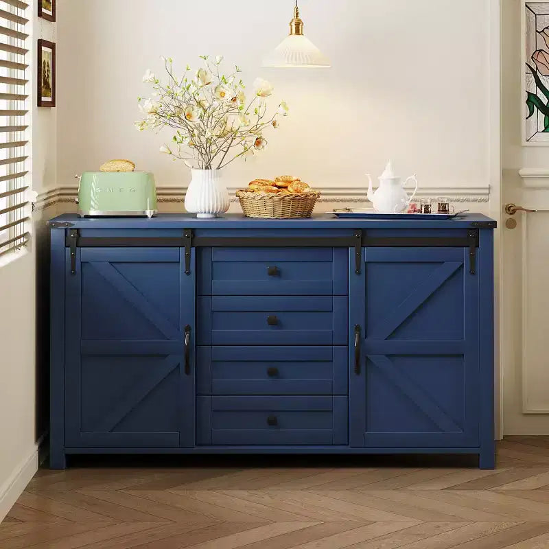 Buffet de ferme 55" avec portes coulissantes, Meuble de rangement pour Salle à manger, Cuisine ou Salon-Panipeachy
