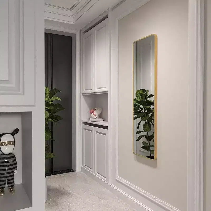 Miroir rectangulaire pleine longueur TUYOHW, 120x35cm, miroir mural incassable avec cadre en aluminium, miroir de porte adapté à la décoration intérieure moderne