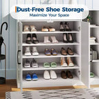 Meuble de rangement pour chaussures, organisateur de chaussures de style ferme moderne avec 6 étagères réglables et 2 tiroirs, meuble d'entrée autoportant pour buanderie, blanc