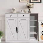 Meuble de rangement pour chaussures, organisateur de chaussures de style ferme moderne avec 6 étagères réglables et 2 tiroirs, meuble d'entrée autoportant pour buanderie, blanc