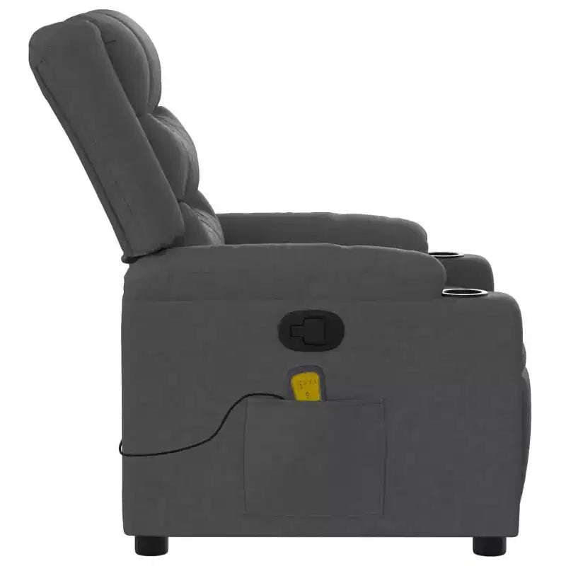 vidaXL Fauteuil inclinable de massage - Gris foncé manuel à dossier rabattable