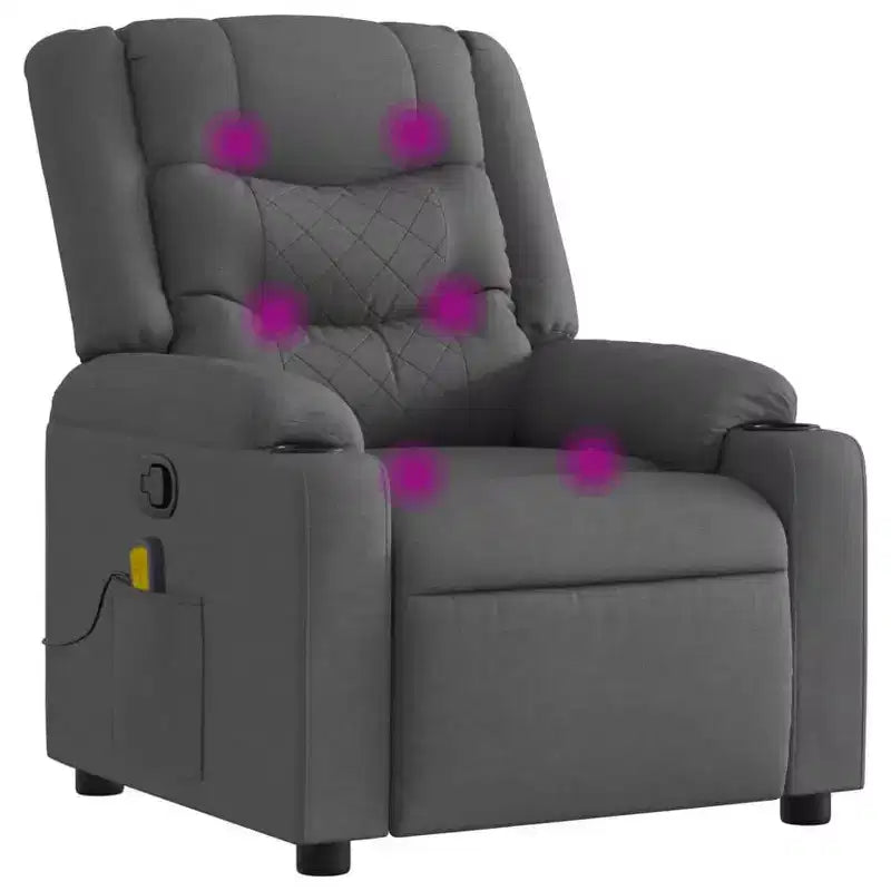 vidaXL Fauteuil inclinable de massage - Gris foncé manuel à dossier rabattable