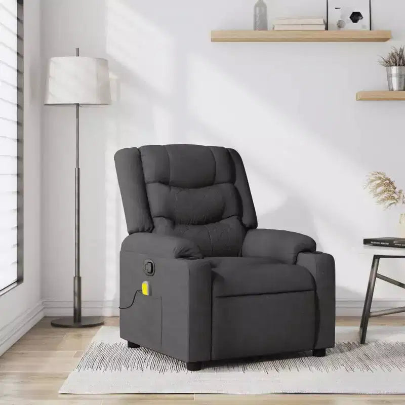 vidaXL Fauteuil inclinable de massage - Gris foncé manuel à dossier rabattable