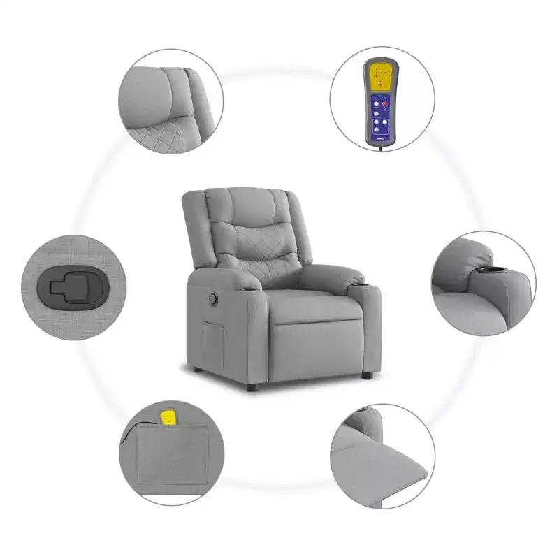 vidaXL Fauteuil inclinable de massage - Gris foncé manuel à dossier rabattable