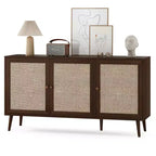 Okak Modern Sideboard Cabinet with 3 Rattan Doors, Storage Cabinet with 5 Legs, Kitchen Pantry Cabinet for Living Room, Entryway, Brown