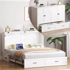 Mjkone Queen Size Murphy Bed Chest with Storage & Charging,Optional Mattress