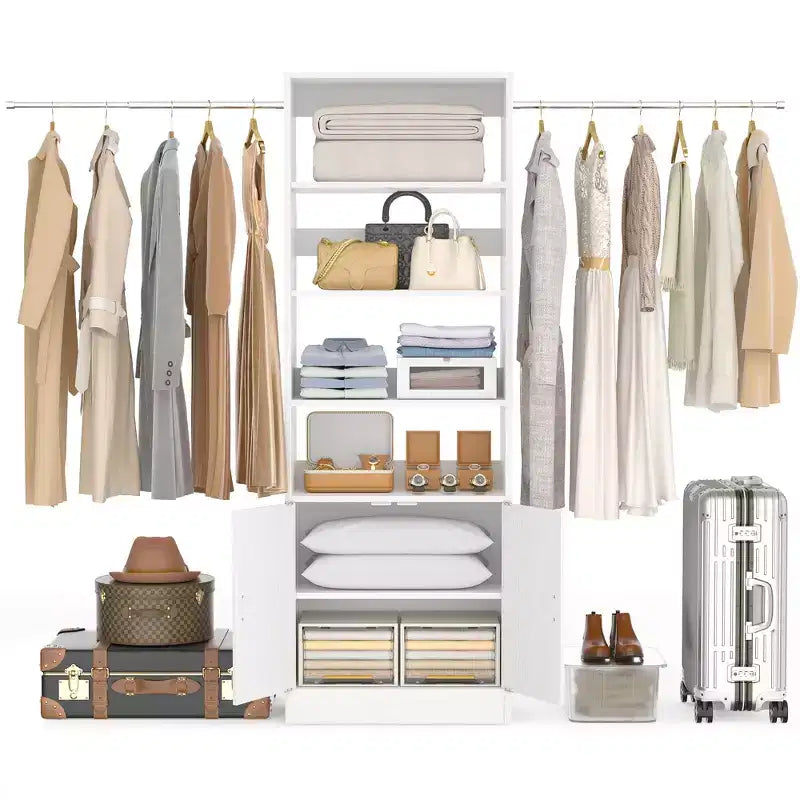 Besiost 25 - Système de rangement avec armoires 103, organisateur de placard mural