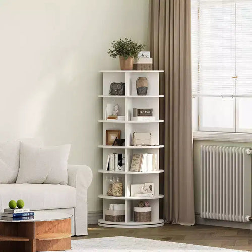 Tour à chaussures ronde rotative à 6 niveaux, organisateur de chaussures rotatif à 360° avec grande capacité, rangement de chaussures peu encombrant pour placard, chambre et entrée