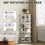 Tour à chaussures ronde rotative à 6 niveaux, organisateur de chaussures rotatif à 360° avec grande capacité, rangement de chaussures peu encombrant pour placard, chambre et entrée
