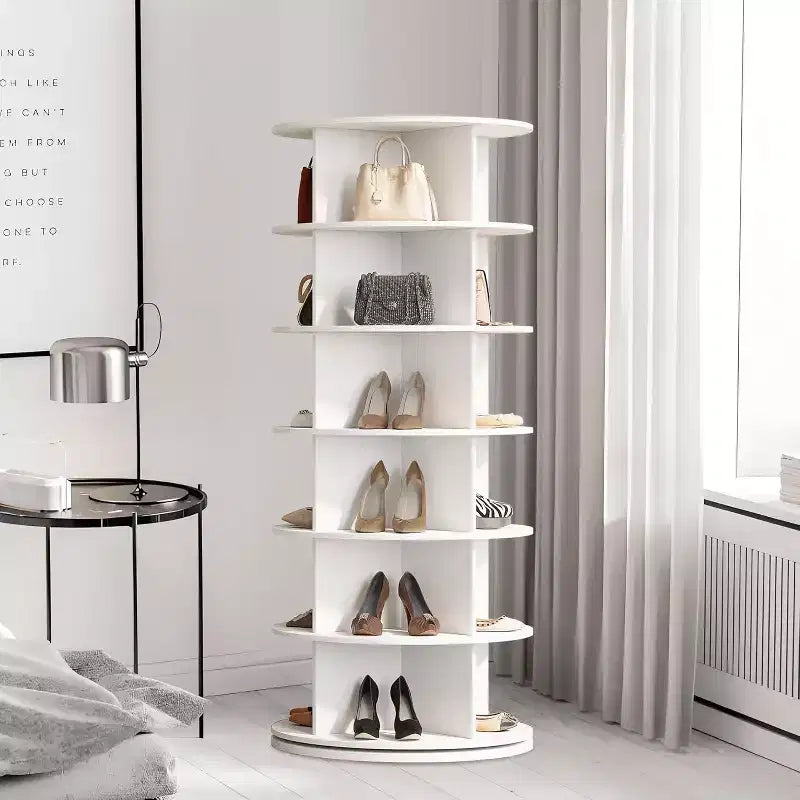 Tour à chaussures ronde rotative à 6 niveaux, organisateur de chaussures rotatif à 360° avec grande capacité, rangement de chaussures peu encombrant pour placard, chambre et entrée