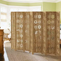PexFix Room Divider Folding Screen Room Divider with Snowflake Pattern for Home Office Garden Bedroom Paulownia Wood