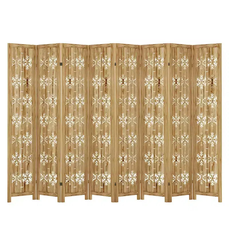 PexFix Paravent Pliant Séparateur de Pièce Motif Flocon de Neige pour Maison Bureau Jardin Chambre Bois de Paulownia